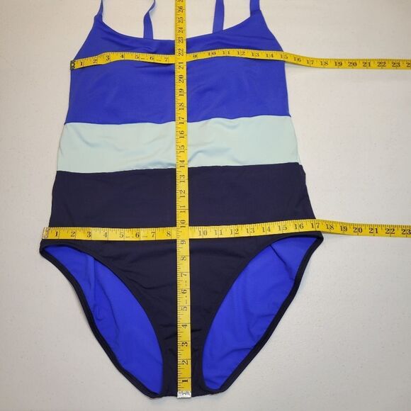 Athleta Coastline Blue Colorblock One Piece Swimsuit Women's XL Cerulean - Picture 8 of 10